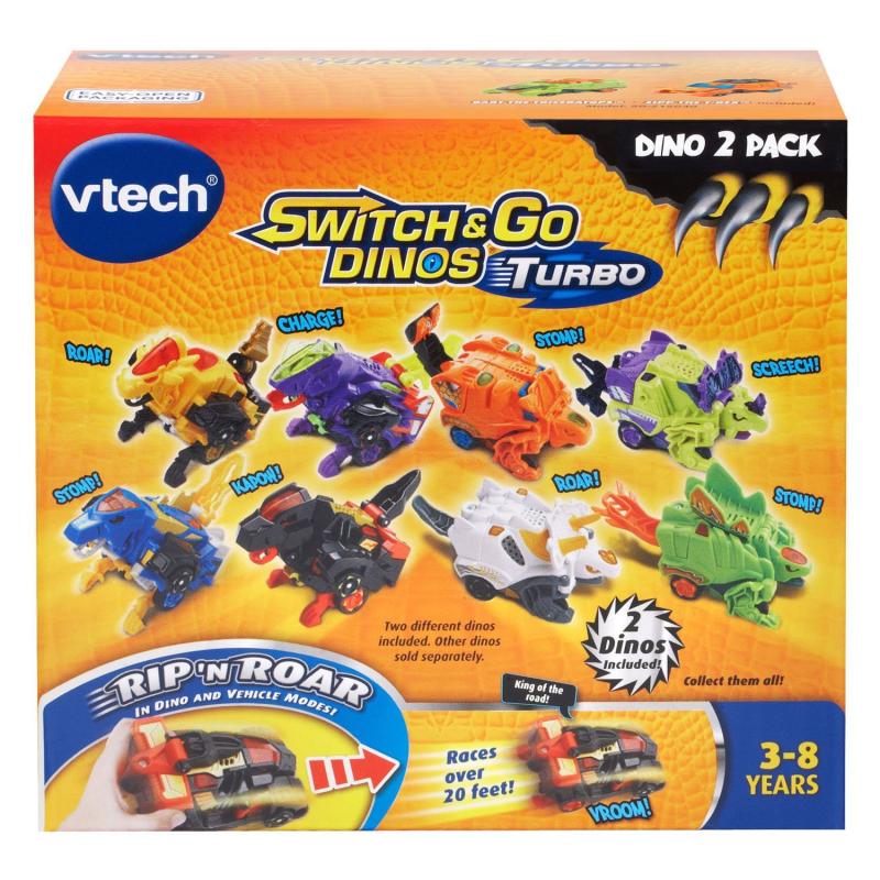 Дино трансформеры оранжевый и салатовый Fray и Spur "Switch & Go Dinos" (10 см.) от VTech