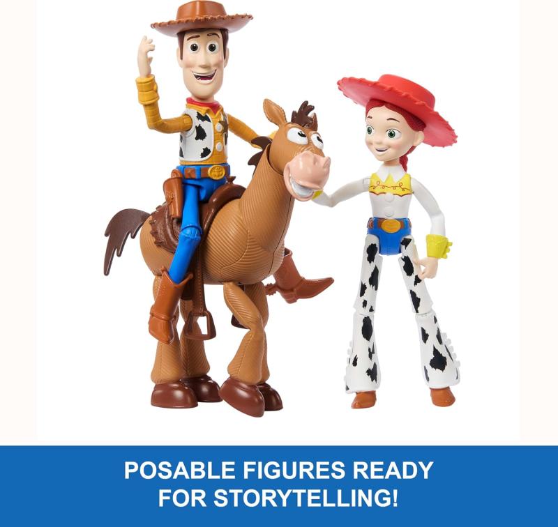Шериф Вуди, ковбойша Джесси, конь Булзай "история игрушек" от Mattel (около 11 см.)