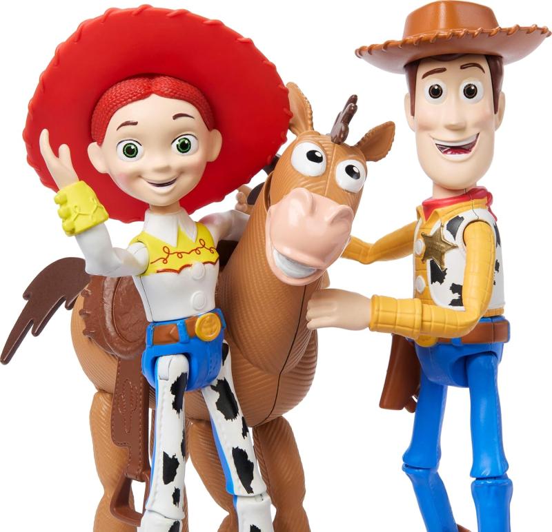 Шериф Вуди, ковбойша Джесси, конь Булзай "история игрушек" от Mattel (около 11 см.)
